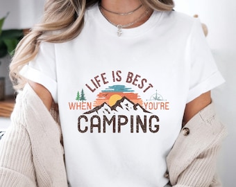 Cozy Camping Shirt: Mountain Adventure, Unisex Cotton Tee