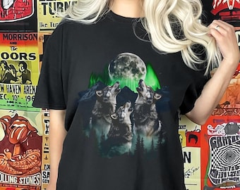 Maglietta Howling Wolf Comfort Colors: maglietta grafica retrò anni '90