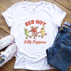 Red Hot Silly Peppers Shirt, silly peppers shirt, chili cartoon tee, fun pepper shirt, Funny Chili Cartoon Foodie Humor Tee, hot pepper tee