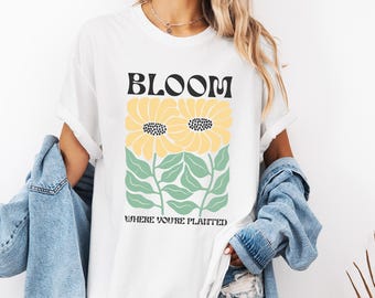 Bloom Floral T-Shirt: Komfortfarben Retro Vibe Shirt