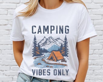 Camping Vibes T-Shirt: Mountain Adventure Tee, Nature Lover Gift