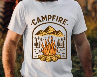 Cozy Campfire Shirt: Unisex Cotton Outdoor Adventure Tee