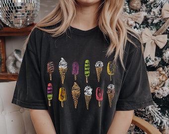 Camiseta retro de helado: Camisa de verano con colores cómodos