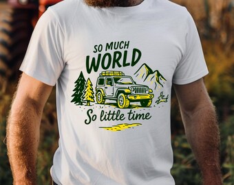 Offroad-avonturenshirt: uniseks katoenen roadtrip-T-shirt