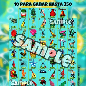 2 Loteria Boards, 10 para ganar hasta 350, 54 Numbers.