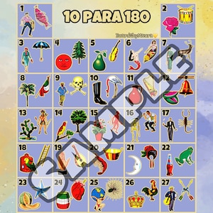 2 Loteria Boards, one with price and one Blank. 2 Cartas de Loteria una con Premio y Una sin premio.