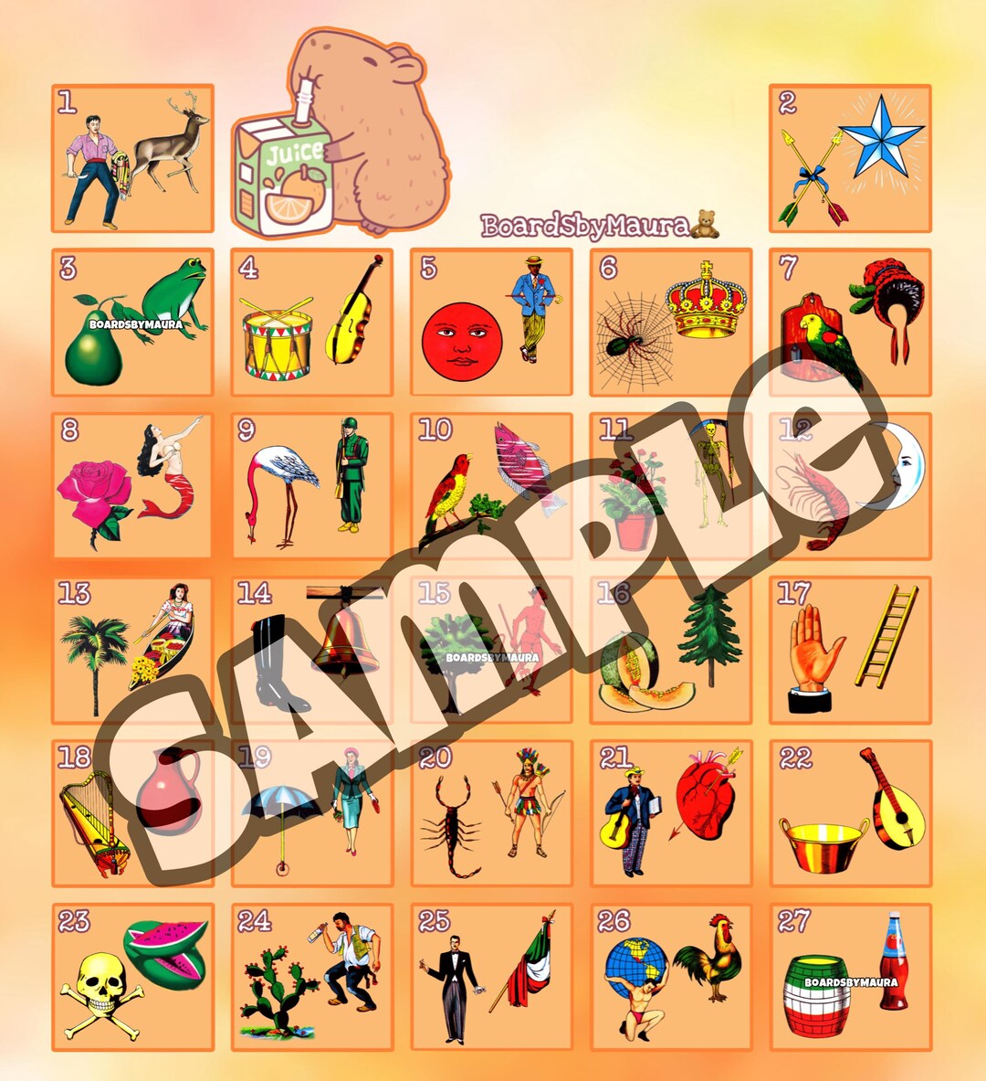 Duo Loteria Boards 27 Numbers - Etsy