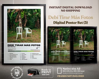 BAD BUNNY, 5 digital album covers, A2 Digital Printable, Poster, Home Decor, Latin Urban, Reggaeton, Wall Art Cover