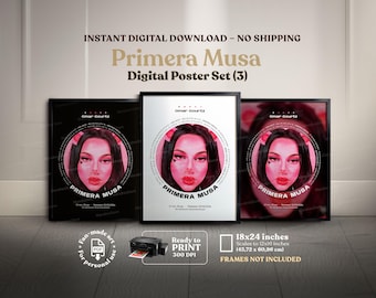 Primera Musa - Omar Courtz, 3 Album Cover Set, Printable Poster, Latin Urban Wall Art, Digital PDF Download, Home Decor, reggaeton, urban
