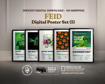 Feid (FERXXO) Poster Pack (5) – Digital Album Covers PDF | Printable Reggaeton Wall Art, Aesthetic Room Decor, Instant Download, Latin Urban