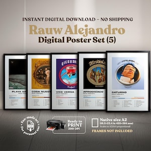 Rauw Alejandro Poster Pack (5) – Digital Album Covers PDF | Printable Reggaeton Wall Art, Instant Download, Aesthetic Room Decor, Saturno PR