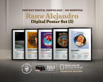Rauw Alejandro Poster Pack (5) – Digital Album Covers PDF | Printable Reggaeton Wall Art, Instant Download, Aesthetic Room Decor, Saturno PR