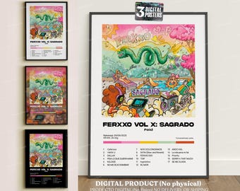 Feid (FERXXO) “VOL X SAGRADO” Poster – Pdf Digital Album Cover | Printable Reggaeton Wall Art, Instant Download, Latin Urban, Colombian Rap