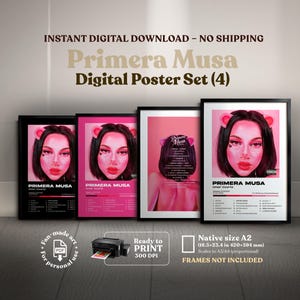 PRIMERA MUSA - Omar Courtz, 4x1 portadas digitales del álbum, póster Imprimible digital, decoración del hogar, urbano latino, portada pared