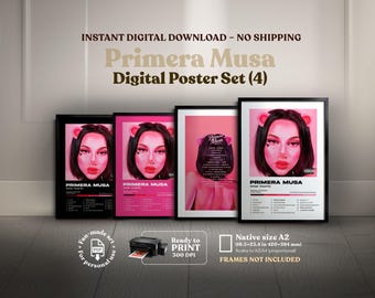 FIRST MUSE - Omar Courtz, 4x1 Digital Album Covers, Digital Printable Poster, Home Decor, Latin Urban, Wall Art