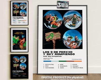 Ferxxo and Sky Rompiendo's 9, 3 digital album covers, A2 digital printable poster, home decor, Latin urban, cover