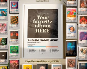 CUSTOM ALBUM Cover Poster – Personalized Digital Printable | Choose Your Favorite Album | Tracklist Wall Art | Music Gift, download, latin,