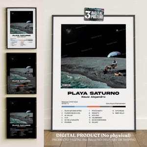 Rauw Alejandro – Playa Saturno (3x1) Digital Posters Pack | Printable Album Art | Reggaeton Wall Decor | Instant Download | Futuristic | PR