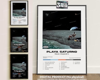 Rauw Alejandro – Playa Saturno (3x1) Digital Posters Pack | Printable Album Art | Reggaeton Wall Decor | Instant Download | Futuristic | PR