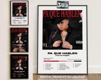 FUERZA REGIDA – Pa Que Hablen, 3 portadas digitales del álbum, A2 Imprimible digital, póster, corridos tumbados, música mexicana, regiona mx
