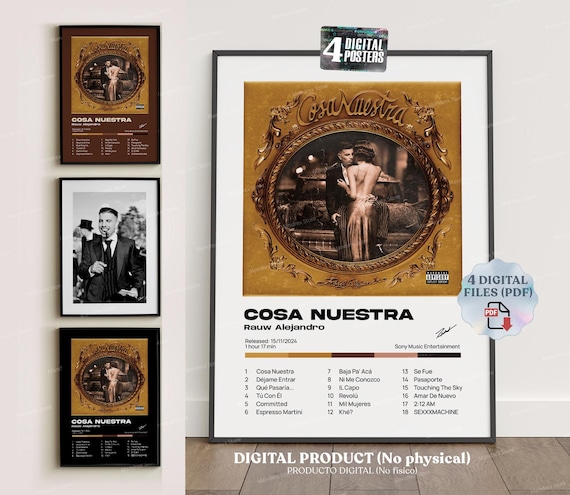 COSA NUESTRA Rauw Alejandro. 4 portadas digitales del álbum, Imprimible digital, póster, decoración del hogar para pared, Saturno Vice Versa