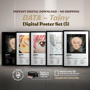 Tainy – DATA (5x1) Pacote de Pôsteres | Conjunto de Capas de Álbum Imprimíveis | Arte de Parede Urbana Latina Futurista, Download Digital para Fãs de Música, Sena e Anime