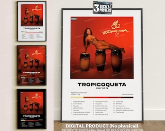 TROPICOQUETA (3x1) Karol G - Digital Album Covers, A2 Printable Poster, Reggaeton Urban Art, Wall Decor, Latino, Bichota