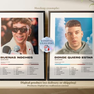 Quevedo, 2 portadas digitales del álbum, Donde quiero estar / Buenas Noches - póster Imprimible digital, decoración del hogar, urbano latino