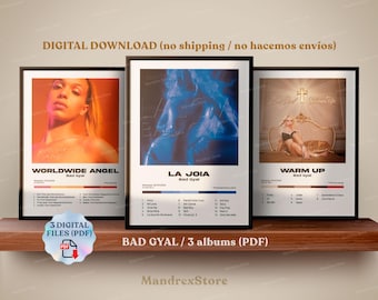 BAD GYAL Poster Pack (3x1) – Printable Album Art from La Joia, Warm Up & Worldwide Angel | Reggaeton Urban Wall Decor PDF, Instant Download