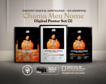 Pedro Sampaio Chama Meu Nome, Album Cover Poster Digital Download, Funk Brasileiro Piseiro Music Wall Art Printable Brazilian Fan Gift Decor