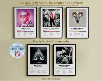 2000sレゲトン黄金期CD６枚セットDaddy Yankee日本盤含むアルバム DADDY YANKEE Poster Pack (5x1) Printable Album Covers, Reggaeton