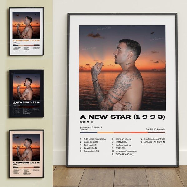 RELS B - A New Star (1993), 4 portadas del álbum, Imprimible digital, póster, decoración del hogar, urbano hip hop, portada para pared, r&b