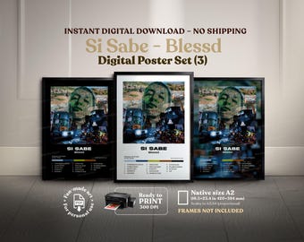 Blessd – SI SABE, 3x1 Printable Album Poster PDF, Reggaeton Colombiano, Street Urban Music Wall Art Digital, Download Print, Ryan, Feid,