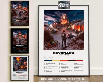 ALVARO DIAZ – Sayonara Poster Pack (4x1) Printable Album Covers, Latin Reggaeton Digital Wall Art, Urban Aesthetic | Instant Download, trap,