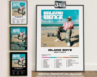 ISLAND BOYZ - Myke Towers, (3x1) DIGITAL album covers, Printable download, poster, reggaeton, trap, wall art, Puerto Rico,