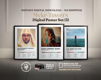 MYKE TOWERS. 3 digital album covers, Digital printable, poster, home decor, reggaeton, trap, wall art, Easy Money Baby,