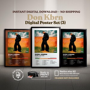 DON KBRN, 3 digital album covers, Eladio Carrion, A2 Digital Printable, Poster, Latin Urban, Trap, Wall Art, Reggaeton