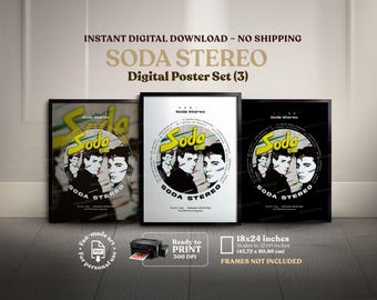 Soda Stereo (3x1) Printable Album Poster PDF, Rock Wall Decor, Classic Latin Rock, 80s Argentine Band Wall Art, Gustavo Cerati, Retro Poster
