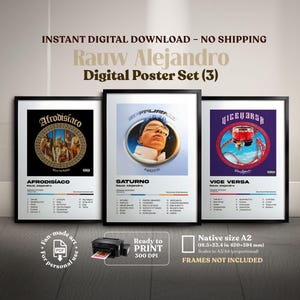 Rauw Alejandro Album Poster Pack (3x1) – Printable Wall Art from Saturno, Vice Versa & Afrodisiaco, Reggaeton Home Decor, Imprimible digital