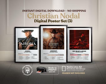 Christian Nodal Poster Pack (3x1) – Me Dejé Llevar, Ahora & AYAYAY!, Printable Album Art PDF, Regional Mexican Music, Poster Bundle, Bolero