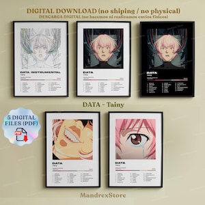 Tainy – DATA (5x1) Posterpaket | Druckbares Albumcover-Set | Futuristische lateinamerikanische Urban-Wandkunst, Digitaler Download für Musikfans, Sena, Anime