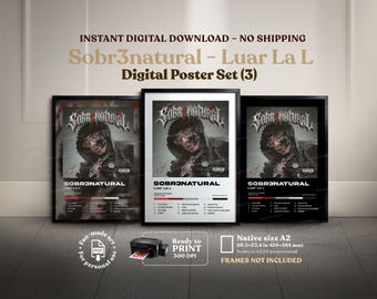 Luar La L - SOBR3NATURAL (3x1), Instant Digital PDF Poster, Puerto Rican Urban Music Wall Art, Print Fan Gift, Latin Trap Reggaeton Wall Art