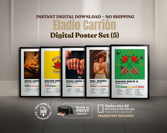 ELADIO CARRIÓN, 5 digital album covers, A2 digital printable poster, home decor, Latin urban, trap, wall art