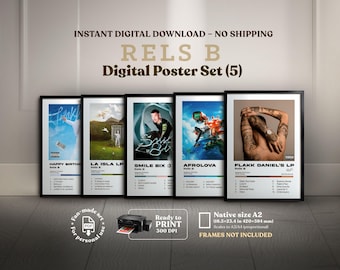 RELS B, (5x1) Digital Album Covers, Digital Printable, Home Decor Poster, Urban Hip Hop Wall Art, R&B Afrolova