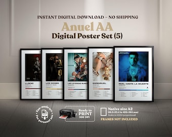 ANUEL AA, 5x1 Digital Album Covers, A2 Digital Printable, Poster, Home Decor, Latin Trap, Reggaeton, Wall Art
