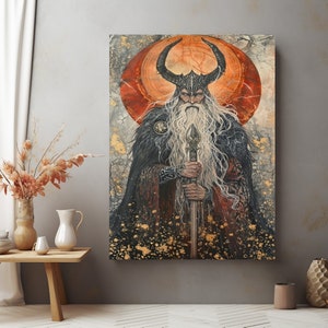 Odin Leinwand, Nordischen Leinwand, Wikinger Kunst,Leinwand, Kunst,Nordische Mythologie,Nordische Pagan Leinwand,Nordische Gott Leinwand