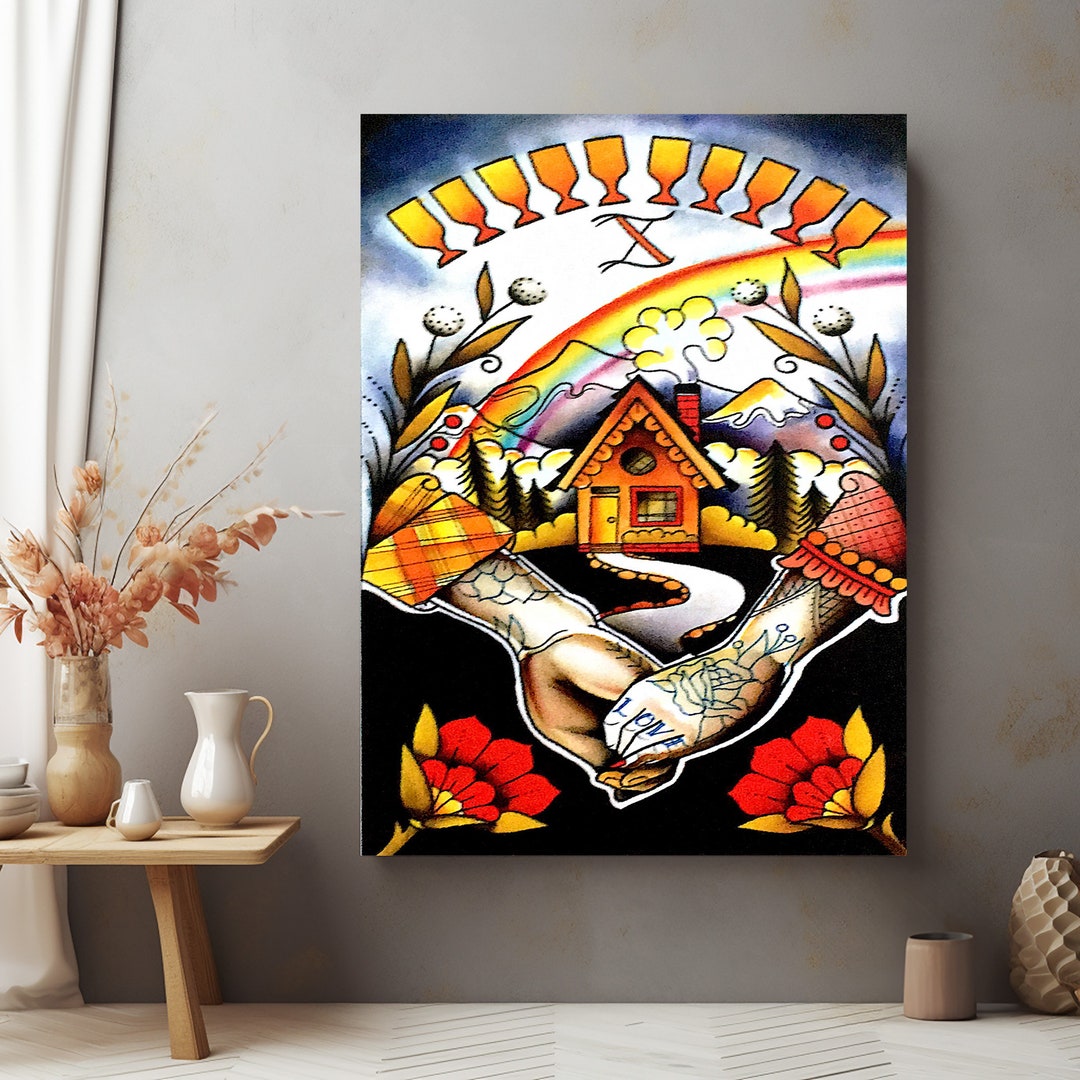 Couple Tattoo Canvas, Lover Canvas, Tattoo Wall Art, Tattoo Canvas ...