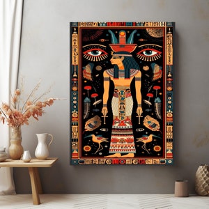 Anubis Canvas, Egypt Themed Canvas, Ancient Egypt Canvas, Anubis Wall Art, God Anubis Canvas, Egyptian God Canvas, Frame Option, Room Decor,