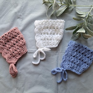 Hand Crocheted Pixie Bonnet - Vintage Shell Lace Style