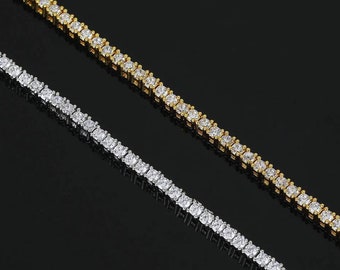 Moissanite Tennis Halskette einstellbar s925 Sterling Silber vergoldet 18k Gold, Halskette für Frauen, 2mm